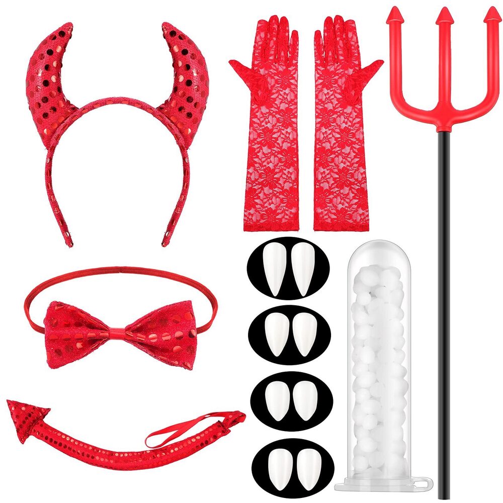 4992 10 Pieces Halloween Demon Costume Set Includes Horns Bow